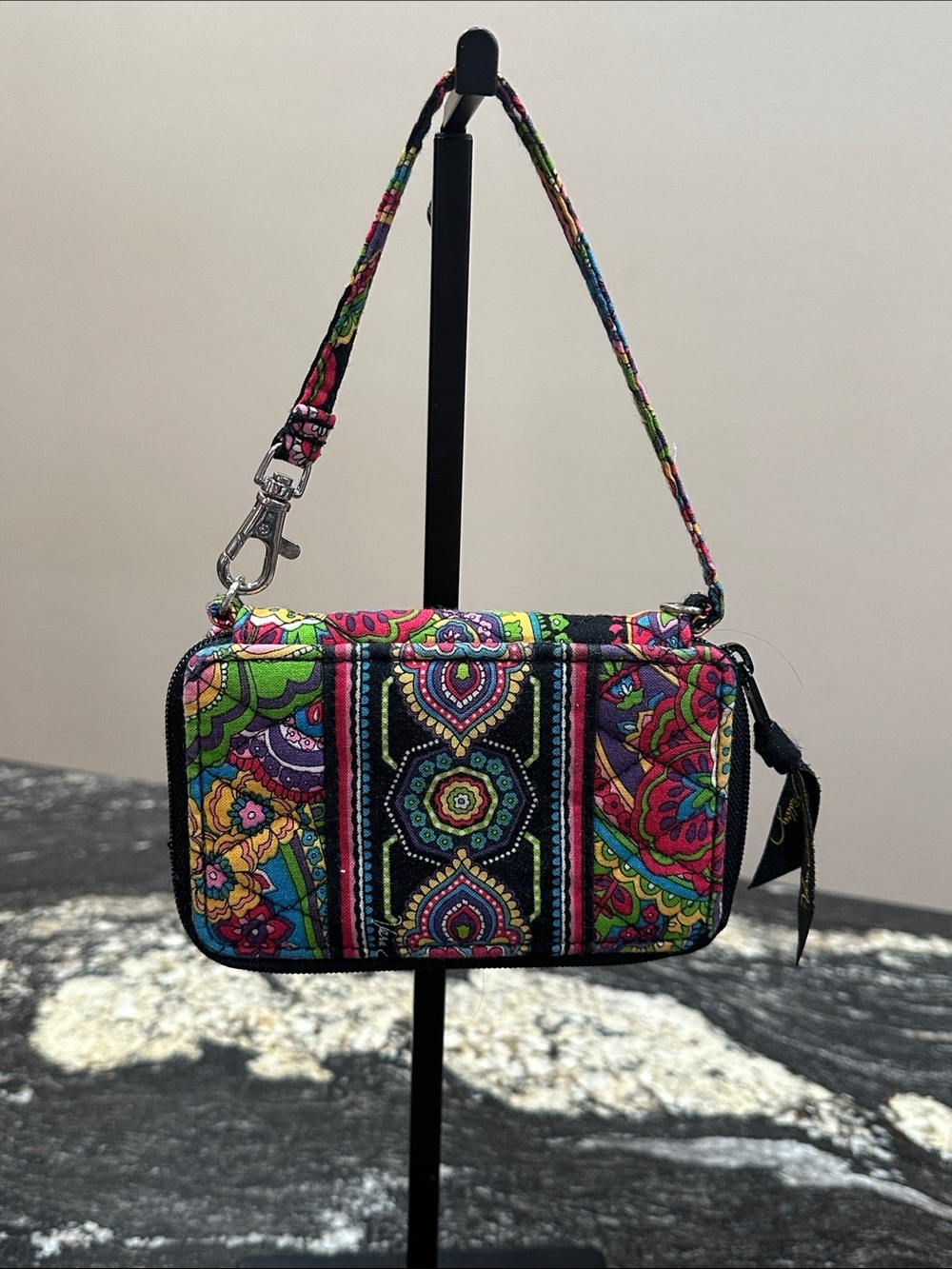 Vera Bradley Black Multicolor Floral Quilted Tote with Matching Wallet - Picture 9 of 14
